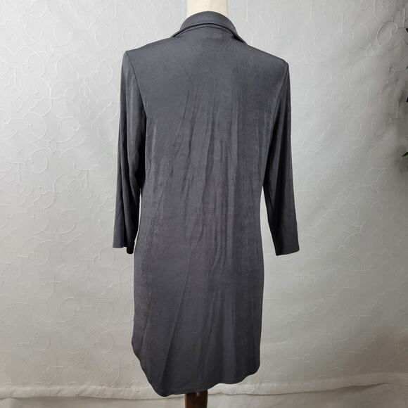 Travelers by Chicos Womens Cardigan 1 Black Collared 3/4 Sleeve Slinky Toggle - Picture 6 of 9